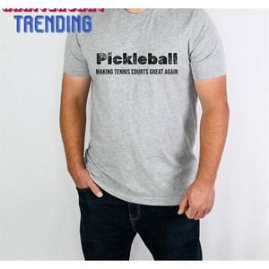 Pickleball Tshirt Making Tennis Great Again Gray   Classic